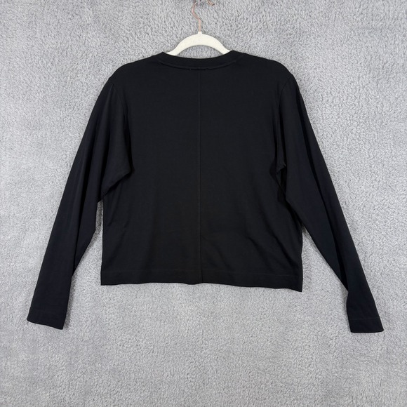 AYR The Slushy 100% Pima Cotton Long Sleeve Relaxed Crop Tee Shirt Size M Black - Picture 8 of 8